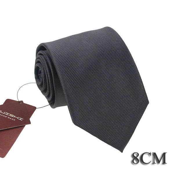 HUISHI 8CM Men's Solid Dark Blue Color Neck Tie 6cm Waterproof Jacquard Necktie Daily Wear Cravat Wedding Party For Men