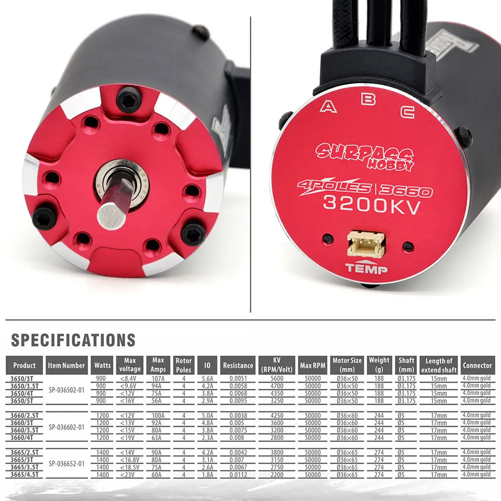 Rocket RC V2 supersonic 3650 3660 3665 3670 3674 Built -in Temperature Sensor Brushless Motor for 1/8 1/10 RC Car Off-Road Boat