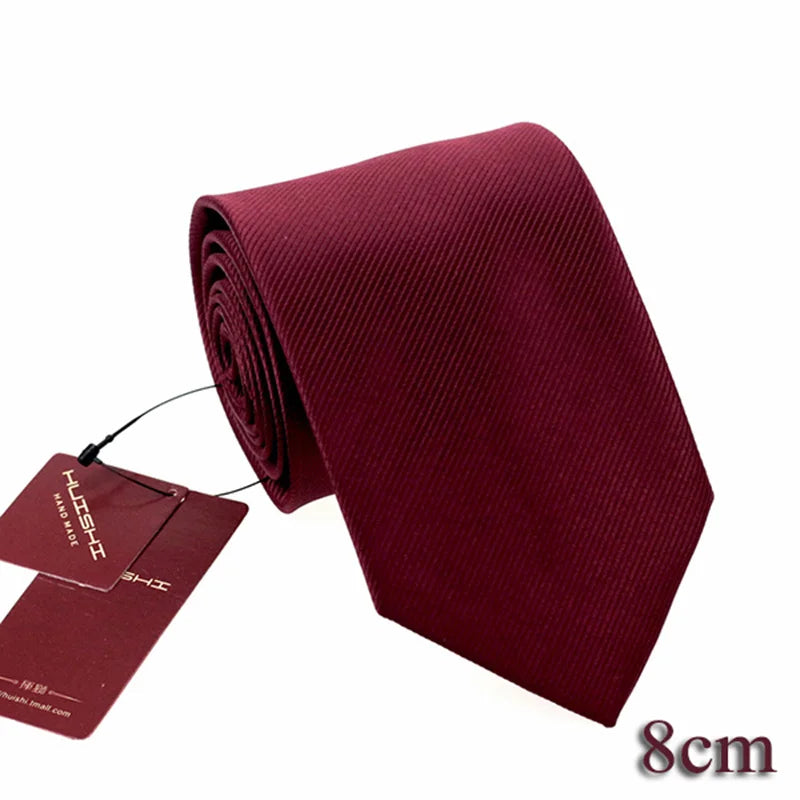 HUISHI 8CM Men's Solid Dark Blue Color Neck Tie 6cm Waterproof Jacquard Necktie Daily Wear Cravat Wedding Party For Men