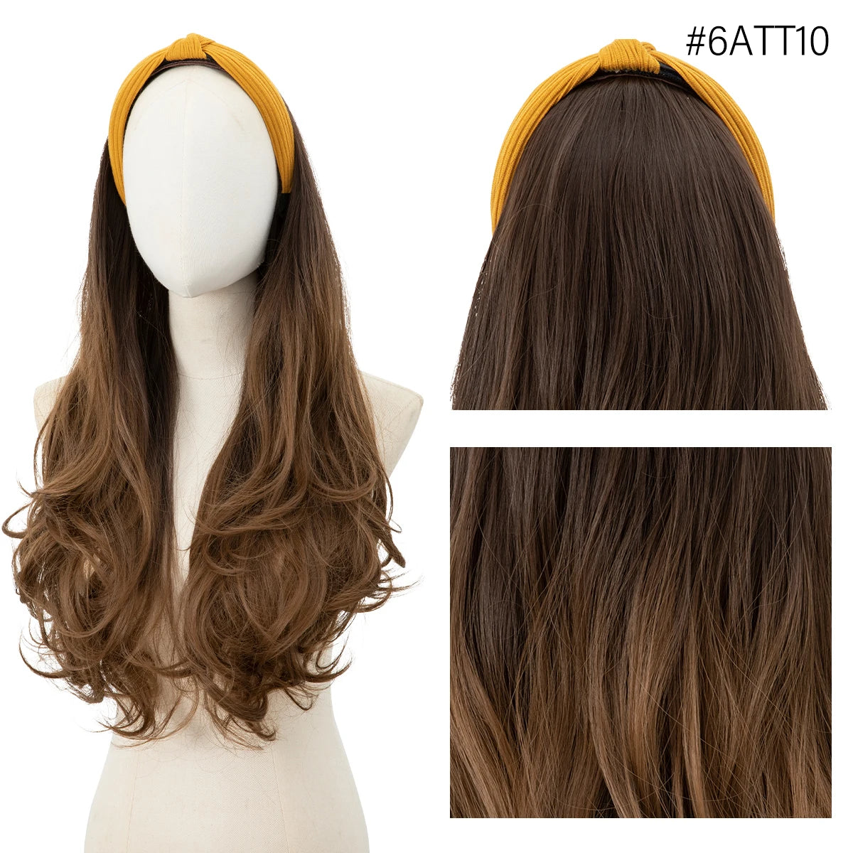 Synthetic Headband wigs Long Curly Wavy Hair Extensions Ombre Brown Black Blonde Half Wig For Women Daily Cosplay