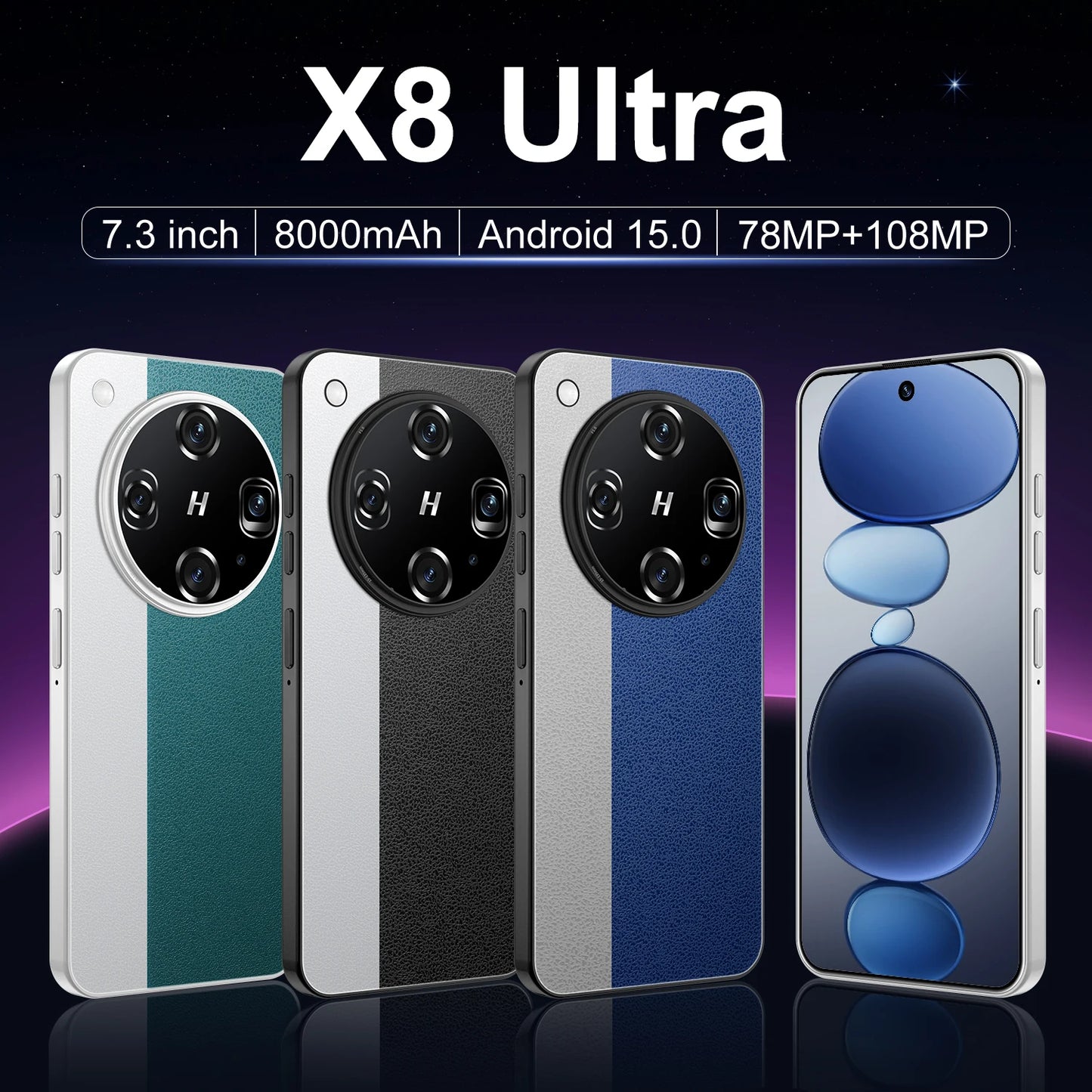 Global Version Find X8 Ultra 5G Smartphone Deca Core CPU 7.3 Inch 120Hz HD Original Unlocked Compatible with CDMA LTE Worldwide