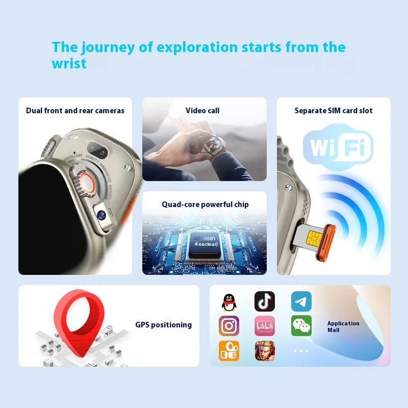 HW ULTRA 2 CALL Smart Watch Card Call Video Front and Rear Dual Camera Positioning Function WeChat