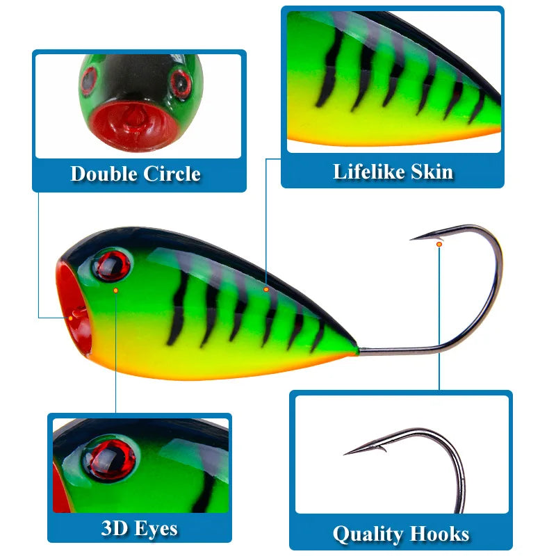 1Pcs/lot Big mouth 8cm 13g Popper Fishing Lure Crankbaits  Artificial Baits Croatian EGG Floating Hard Bait with Single Hook