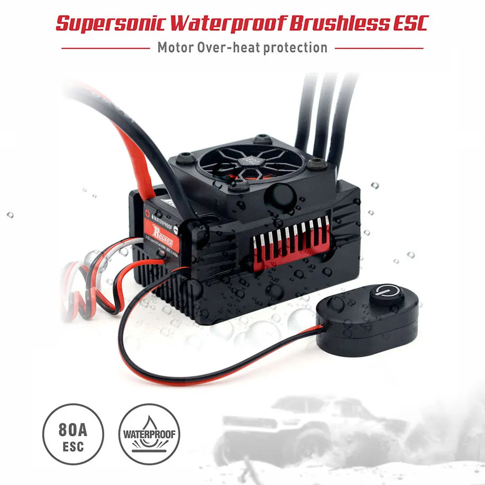Rocket V2 Waterproof 3665 3800KV 3150KV 2750KV 2200KV Brushless Motor with 80A ESC for RC Car 1/10 Motor RC Rock Crawle