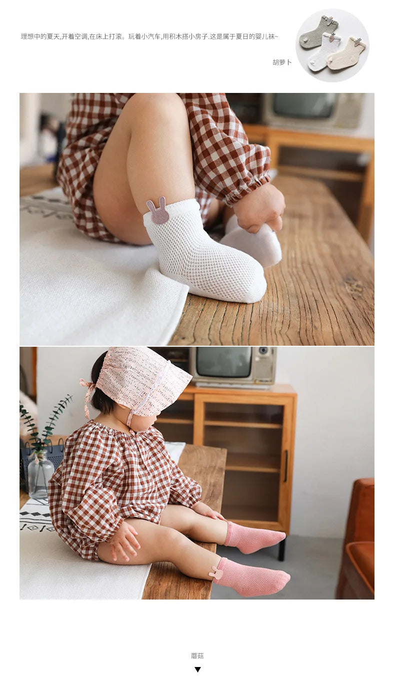 3 Pairs 0-5Y Baby Socks, Children's Socks, Thin Cotton, Breathable Mesh, Baby Socks, Boneless Baby Socks, Cute Accessories Socks