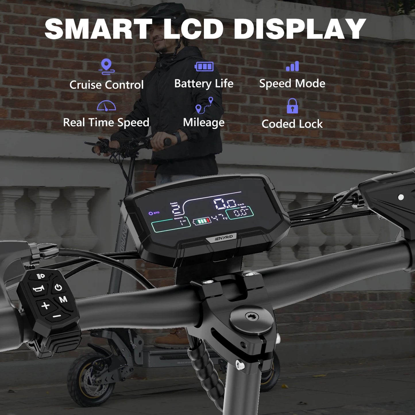 2025 New Style 48v/800w 15ah IENYRID S1 EU UK US Warehouse 10 Inch off Road Folding Electric Scooter for Adults