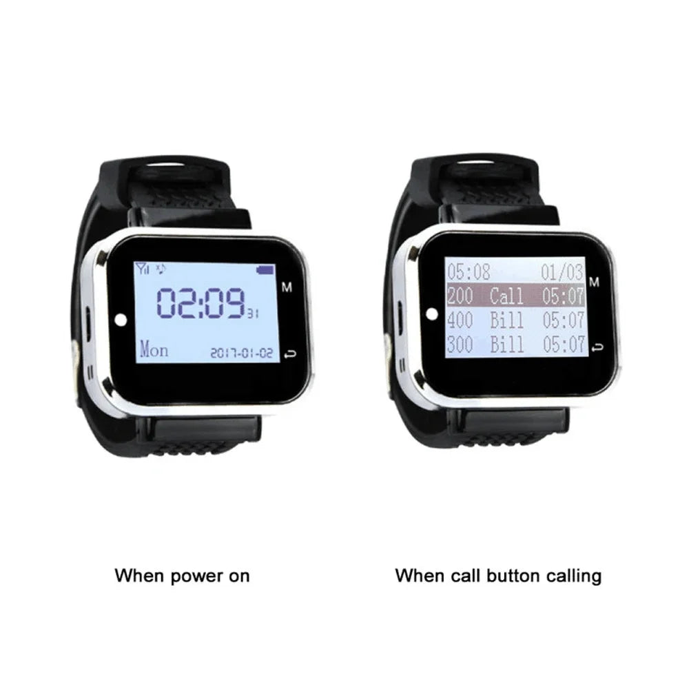20 Call Button 2 Watch Pager Receiver for Restaurant Cafe Bar Wireless Service Call Bell Guest Calling System Pager