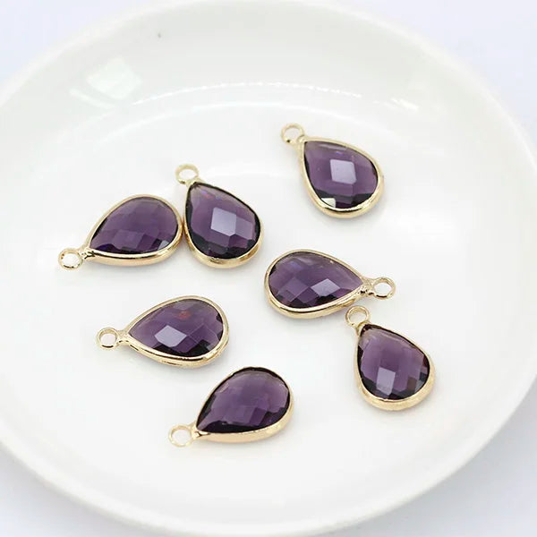 12p teardrop Metal Crystal beads glass Charm Pendant Earring Connector DIY Jewelry Making Necklace Bracelets Earring Accessories