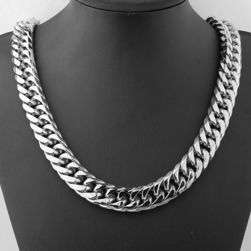 9/11/13/16/19/21mm Heavy Polished Stainless Steel Necklace Men Curb Cuban Link Chain Necklace Or Bracelet Choker Jewelry 7-40"