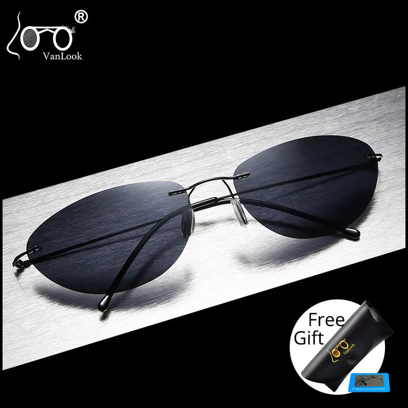 Fashion Rimless Square Sunglasses Mens Rectangle Photochromic Polarized Driving Sunglasses Oval Sun glasses UV400