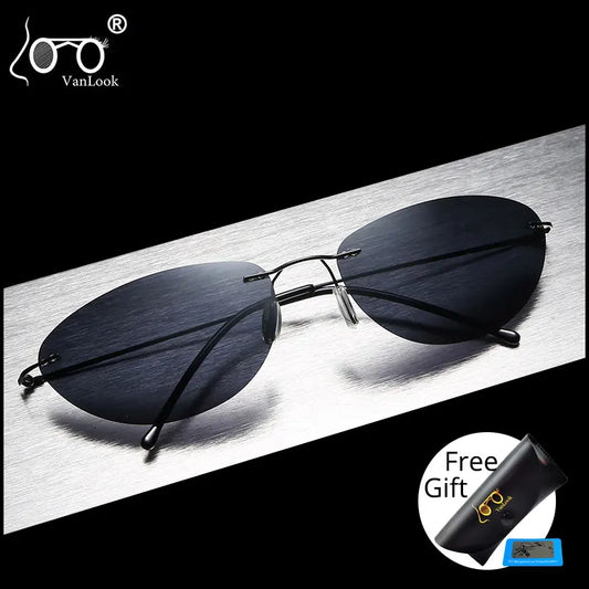 Fashion Rimless Square Sunglasses Mens Rectangle Photochromic Polarized Driving Sunglasses Oval Sun glasses UV400