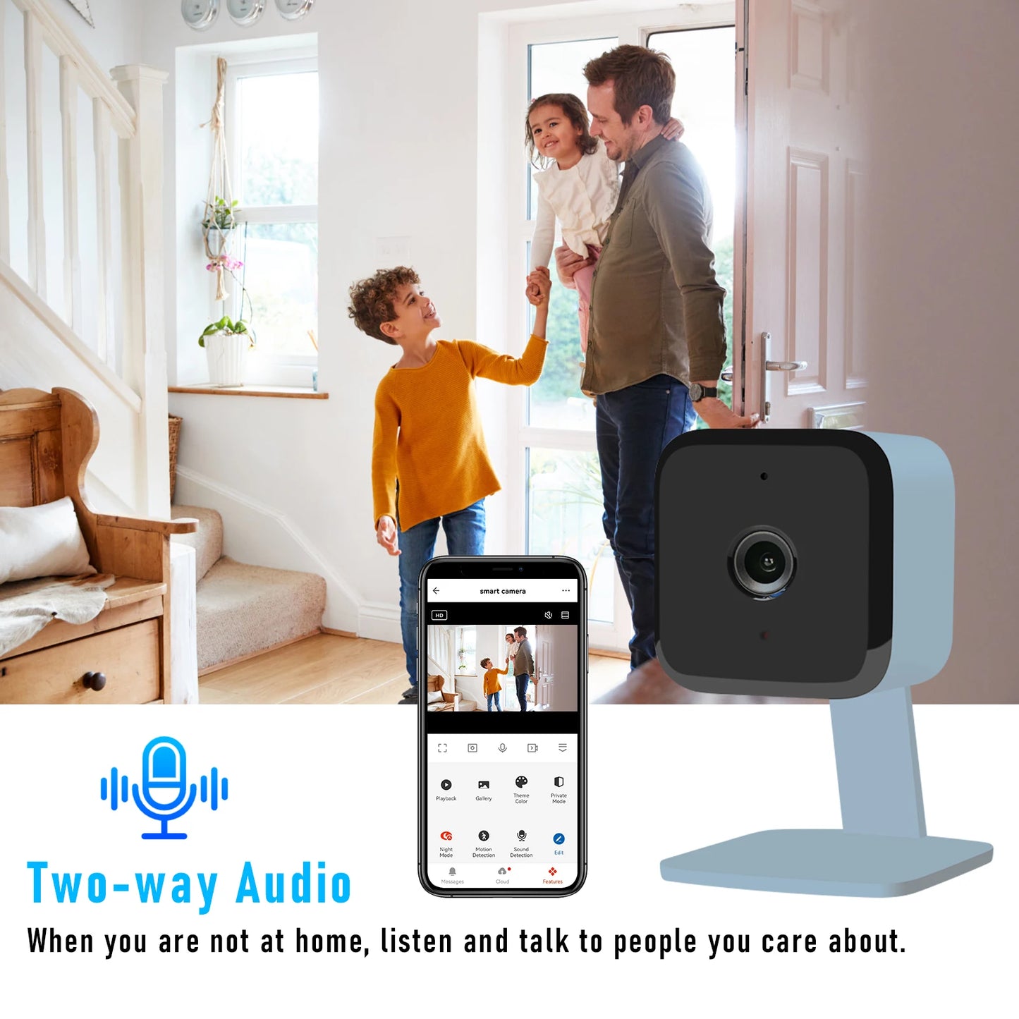 JideTech Wireless Indoor 2MP Square IP Camera Color Night Vision Wireless Camera Blue Color