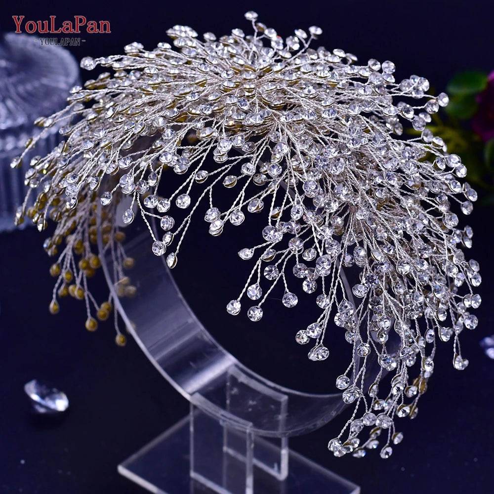 YouLaPan Bridal Hair Accessories Wedding Headband Rhinestone Headdress Bride Tiara Prom Wedding Hair Jewelry Queen Crown HP431