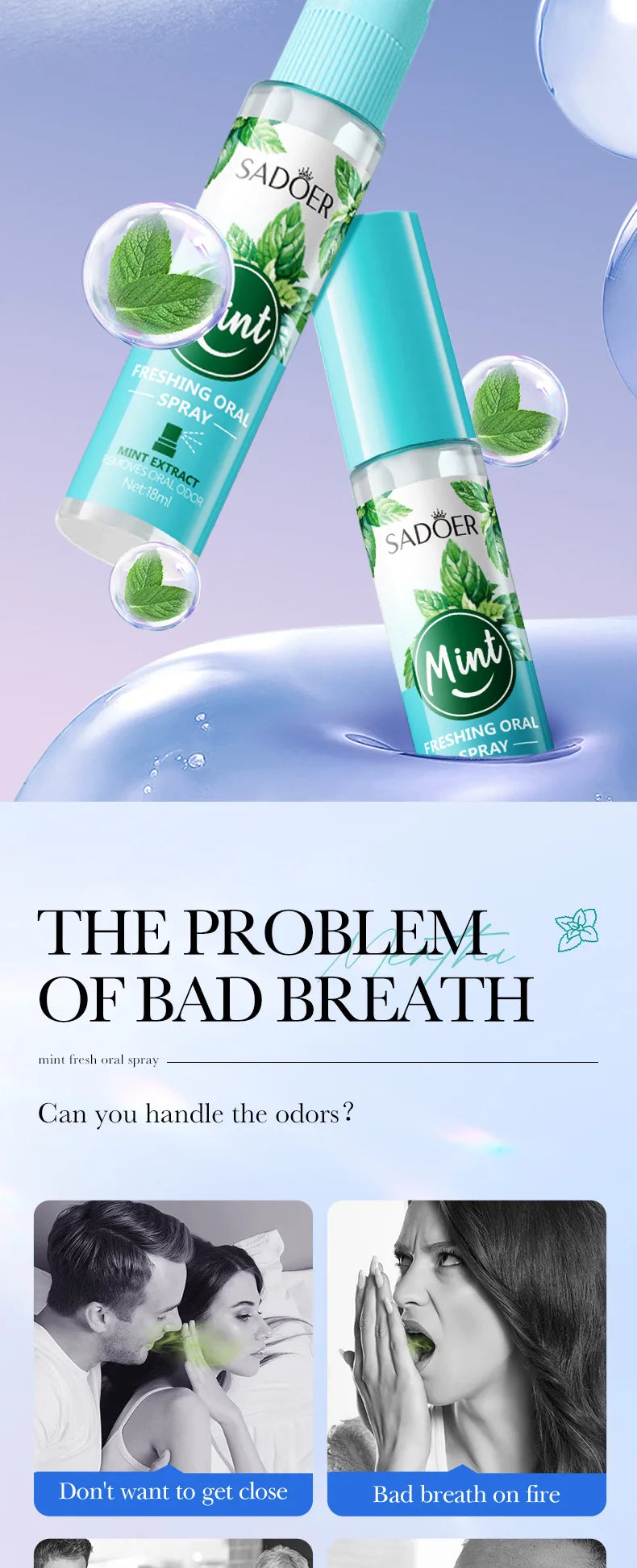 Peach Mint Lemon Fresh Breath Mouth Spray Fresh Breath Mild Remove Bad Breath Bring a Cool and Comfortable Experience