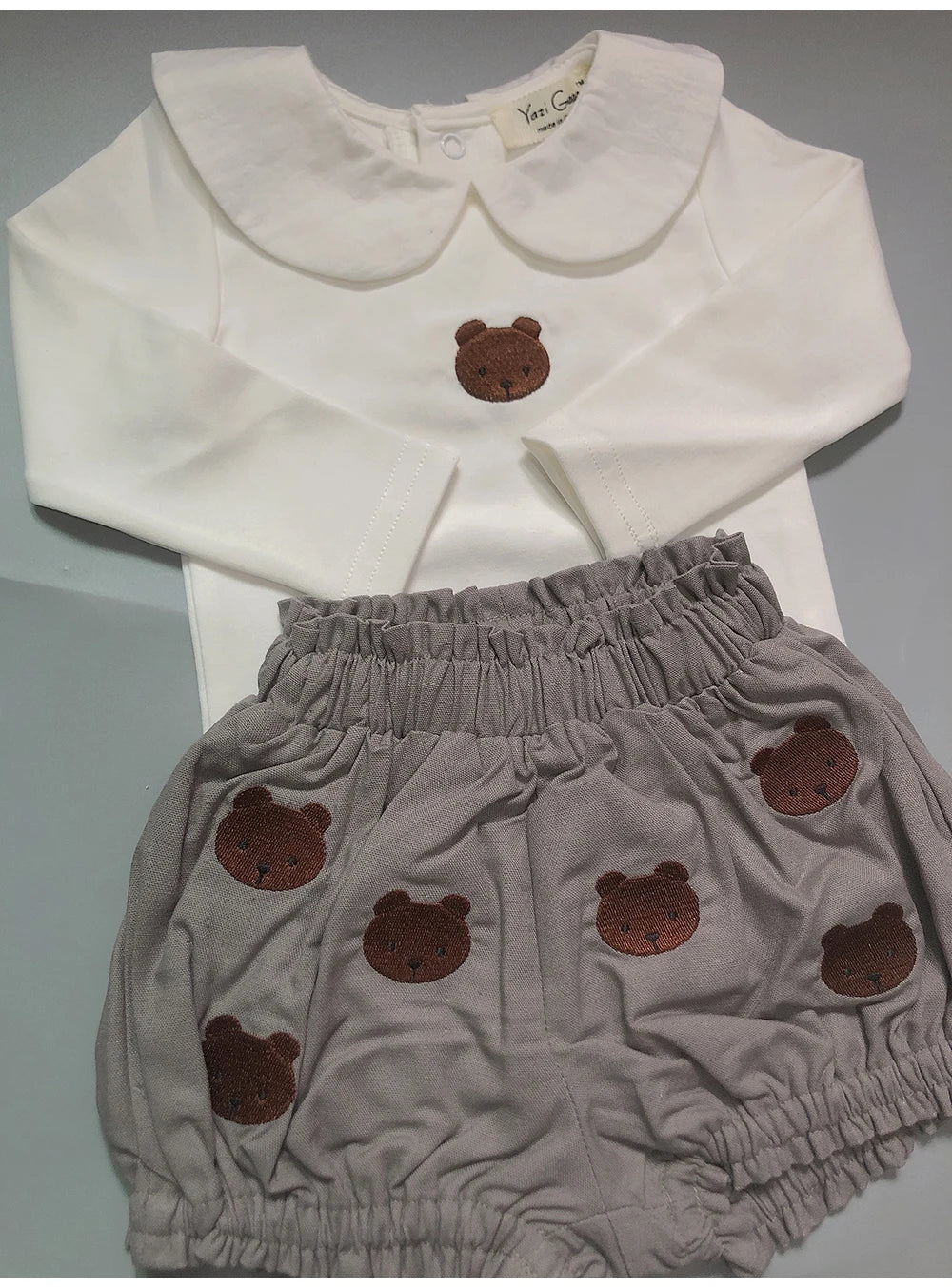 Summer Baby Set Long-sleeved Romper Top Shorts Pure Handmade Embroidered Cartoon Animals High-quality Fabric Physical Texture