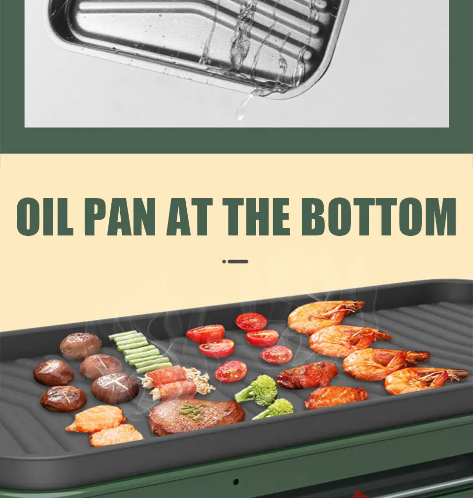 New stainless steel frying and grilling dual-purpose smokeless barbecue grill non-stick electric bakeware household high power