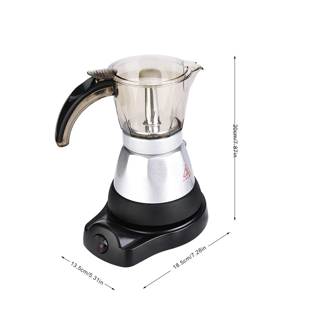 150ml/300 ml 3-6 Cups 480W Electric  Pot Detachable Kitchen Stovetop Coffee Maker EU Plug