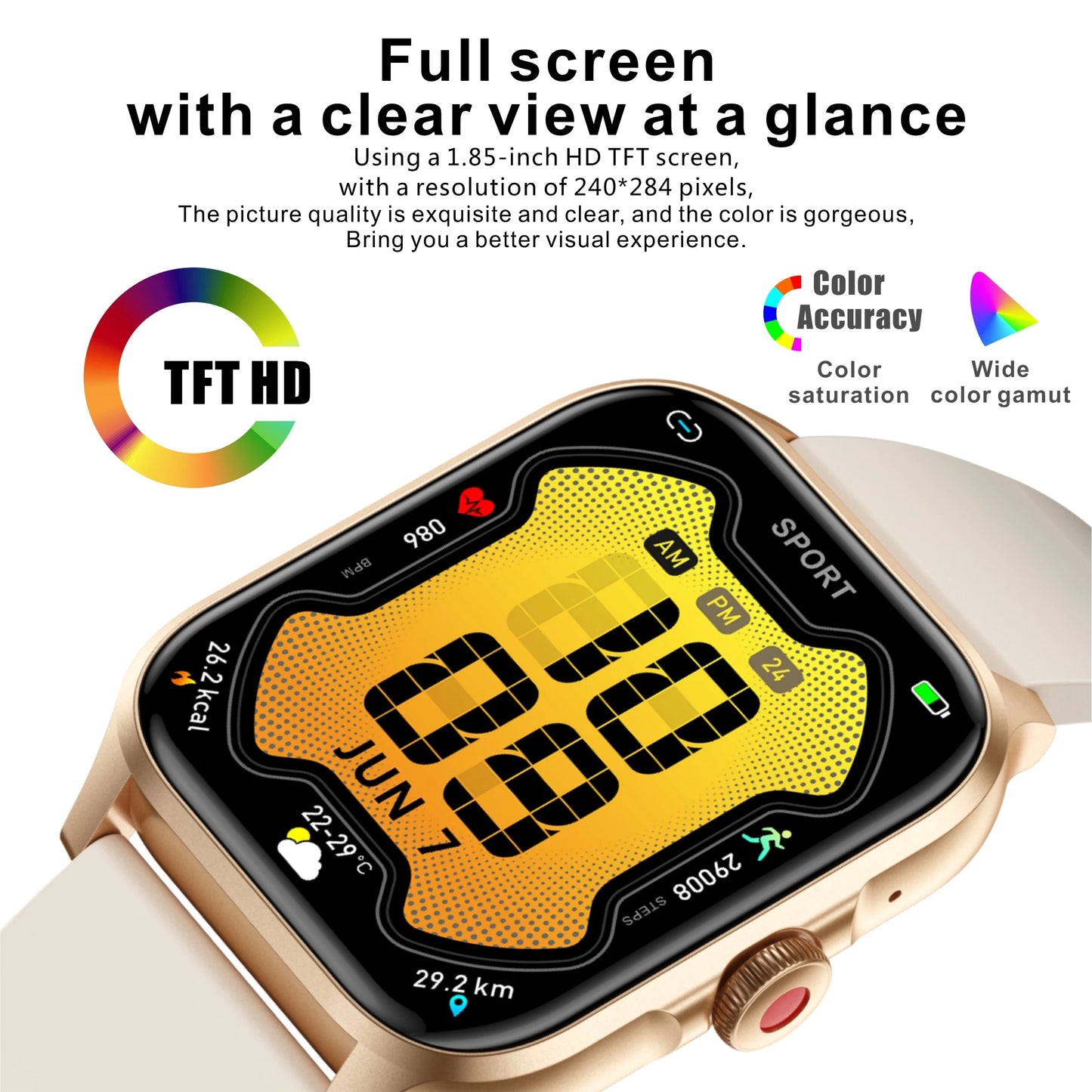 New QX15 Heart Rate and Blood Oxygen Monitor Women's Sports Health Dial Call Smart Watch