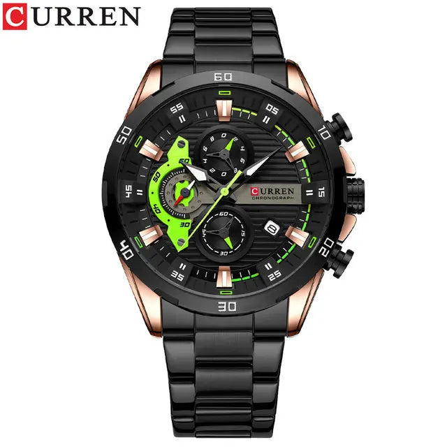 CURREN 8402 Stainless Steel Business Waterproof Chronograph Wristwatch Sport Clock Quartz Watch for Men Relogio Masculino Reloj