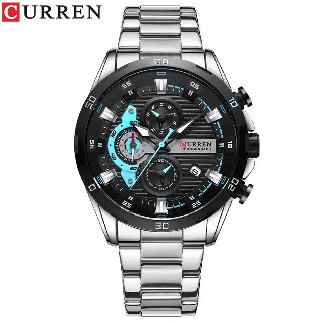 CURREN 8402 Stainless Steel Business Waterproof Chronograph Wristwatch Sport Clock Quartz Watch for Men Relogio Masculino Reloj