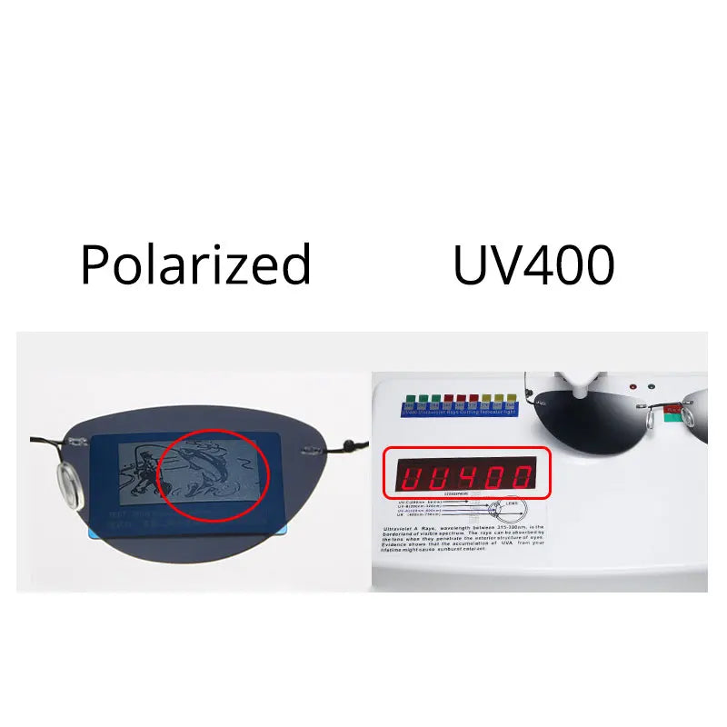 Fashion Rimless Square Sunglasses Mens Rectangle Photochromic Polarized Driving Sunglasses Oval Sun glasses UV400