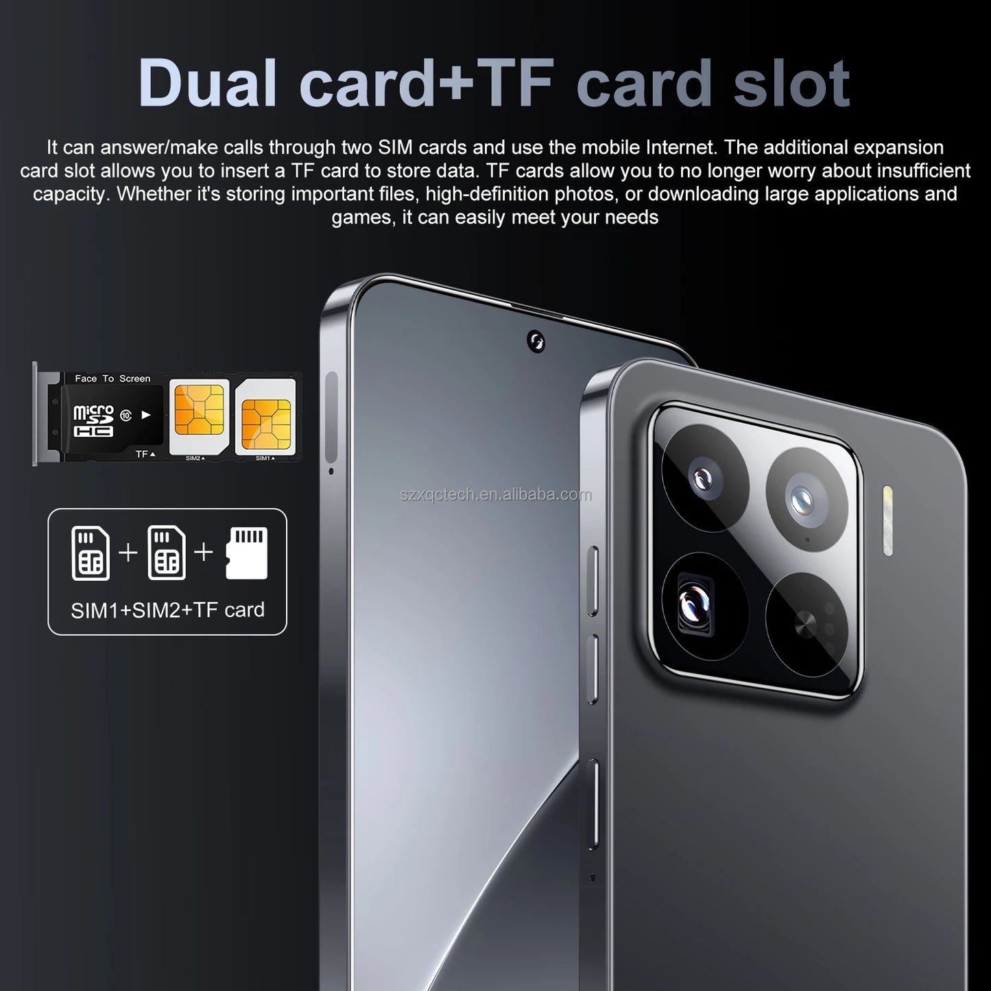 Wholesale M15 Pro 5G Smart Phone Unlocked Android 14 with Face Recognition 4G/5G 16GB+1TB Mobile Phones Cellphone