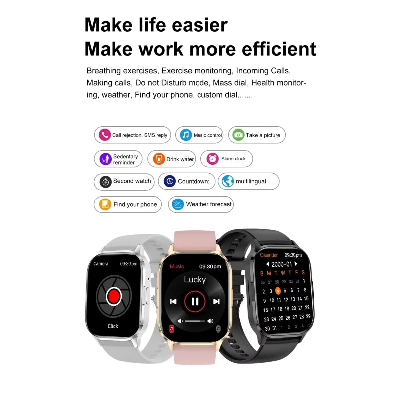 HK21 2.01inch Smart Watch Fitness Tracker with BT Call Blood Pressure Heart Rate Monitoring Waterproof IP67 Android Square Reloj