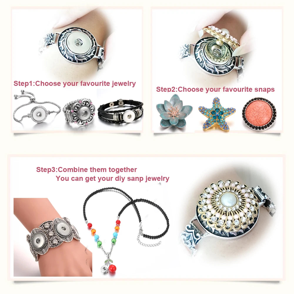 10pcs/lot Wholesale Metal 18mm Snap Button Bracelet Bangles Silver Gold Color Snap Bracelet Fit 20mm 18MM Snap Buttons Jewelry