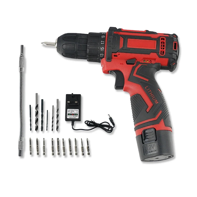 Wholesale 12V Lithium Battery Powered Rechargeable 1500mAh Electric Screwdriver Power Drill Set Strong Torque OEM Customization