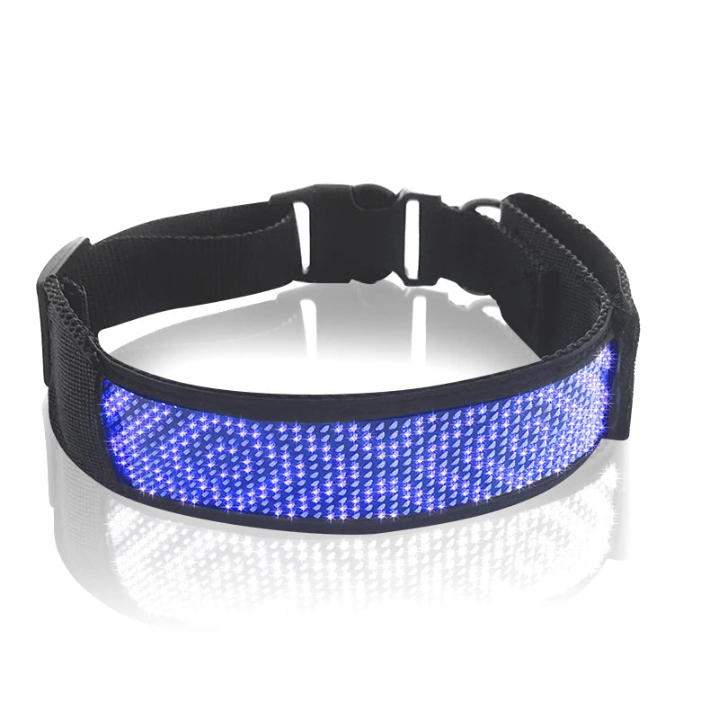 Free Size Adjustable Luminous LED Pet Collar Waterproof LED Light up Safety Dog Collar Programmable LED Display Dog Collars