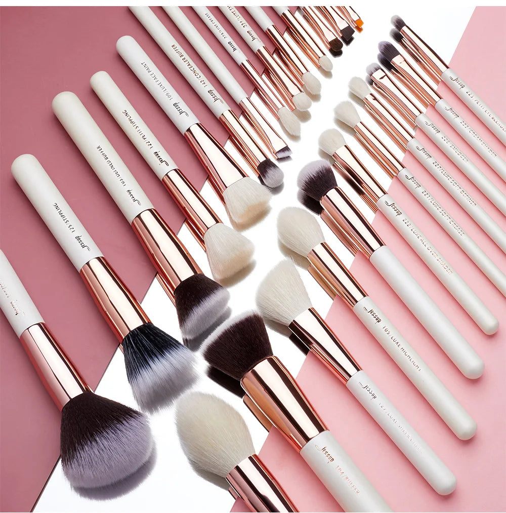 Jessup Makeup Brushes Set Dropshipping Pearl-White-Rose-Gold Pinceaux Maquillage Cosmetic Tools Eyeshadow Powder Definer 6-25pcs