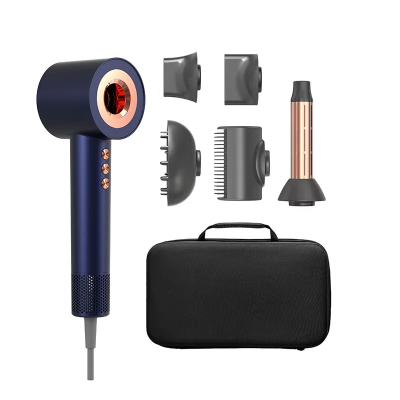 High-End Blue Color 110000RPM Brushless Motor Hair Dryer with 400 Million Negative Ions Hollow Design for Multi-Style for Hotels