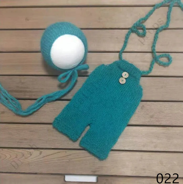Newborn MohairSet Knit Baby Bonnet & Pants Newborn Photography Props Background