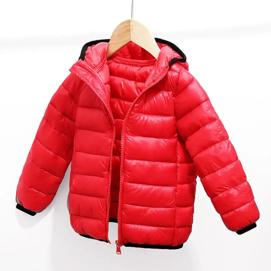 Girls Light Down Cotton Jacket Baby Boys Snowsuit Jackets Autumn Children Clothing 2-8 Years Fashion Kids Hooded Outerwear Coats