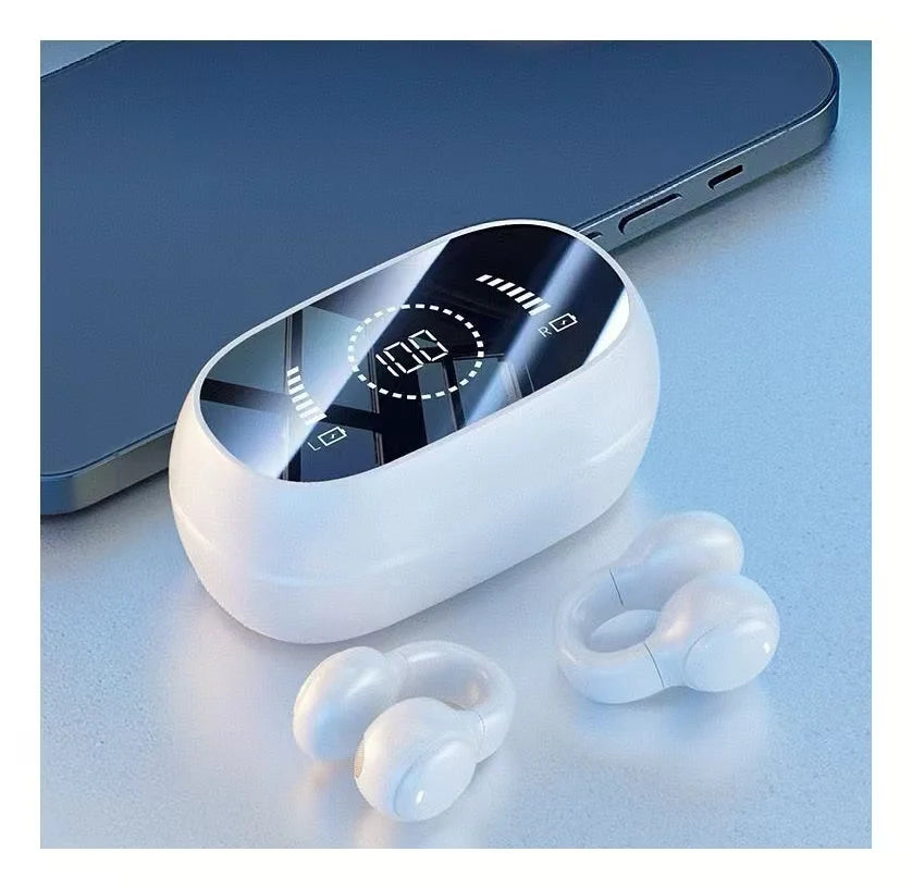 Ultra-Long Battery Life Wireless for BT Headphones with Smart Digital Display Sports Ear Clips Bone Conduction Technology