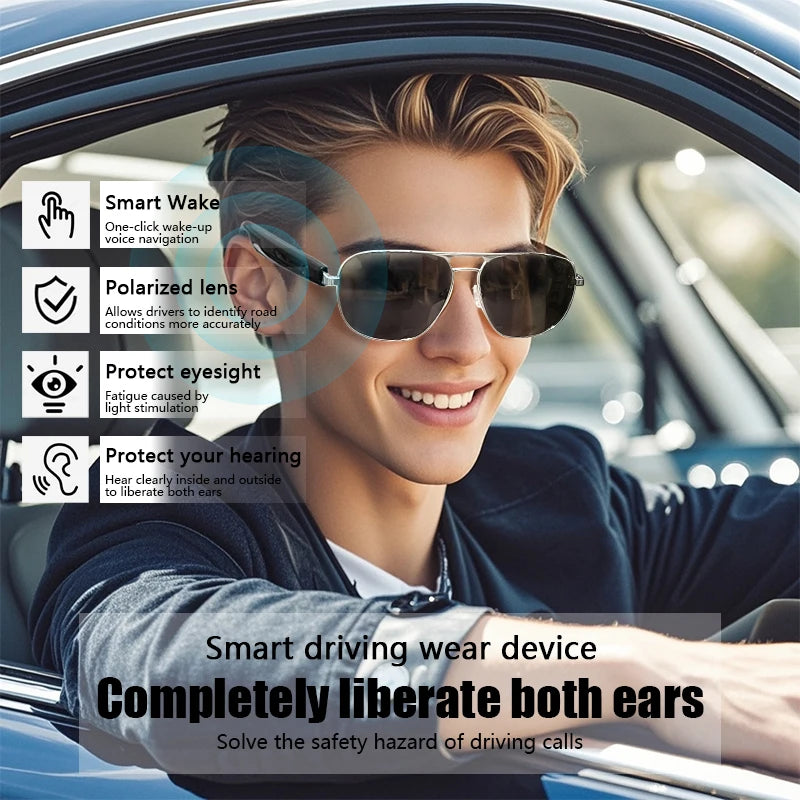 2025 GS02 Fashion Anti-UV for Bluetooth AI Translation Smart Sunglasses Metallic Polarized Outdoor Headset for Men and Women