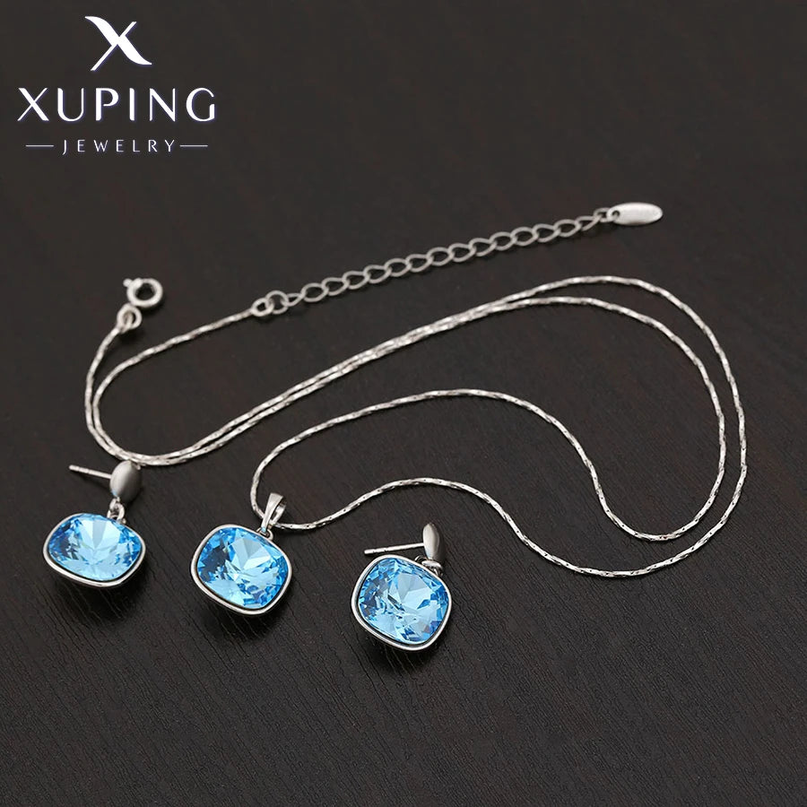 Xuping Jewelry New Arrival Luxury Necklace and Earrings Crystal Jewelry Set Women Party Gift 60503