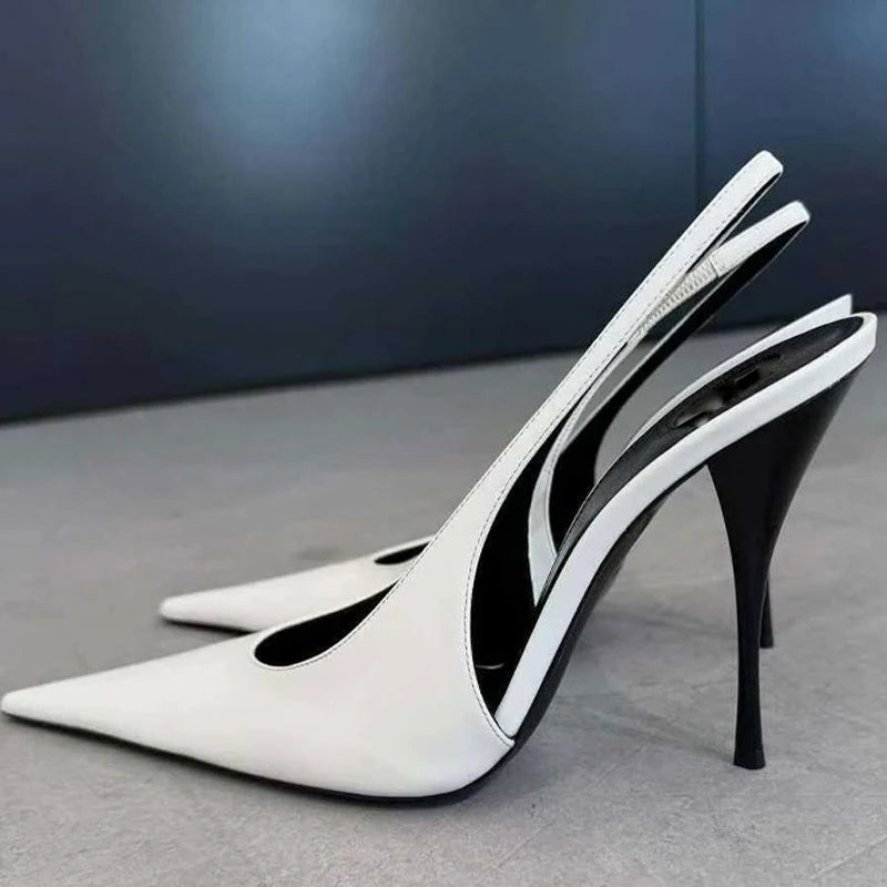 Colors Custom Women Super Pointy Toe Shoes Back Strap High Heels Slip on  Patent Pumps Slingback Dress Sandals