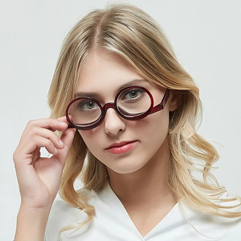 New Rotating Magnifying Makeup Reading Glasses For Women Folding Clamshell Cosmetic Presbyopic Glasses For Elder Unisex