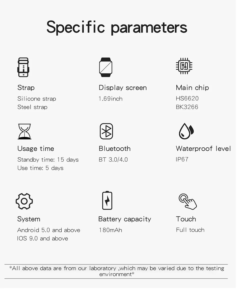 Fitness Heart Rate Monitor Y13 Smart Watch Sport Calorie Tracker 1.75 Inches Full Screen Touch Charger Battery Smart Watch