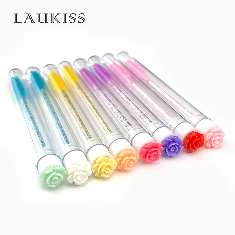 Customized Logo Eyebrow Brush Tube Reusable Eyelash Brush Dust-Proof Mascara Applicators Makeup Brush 50/100pcs LAUKISS