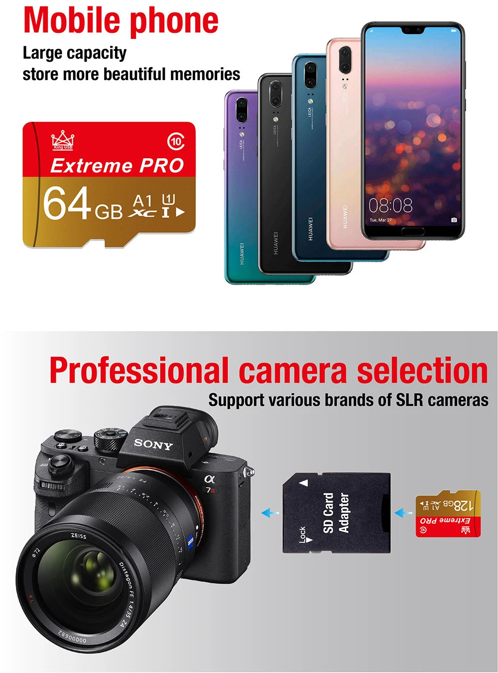 Memory Card High Endurance Video Monitoring TF Card 256GB 128GB 64GB 32GB Mini SD Card MAX Up to 100MB/s Flash Card for Mobile