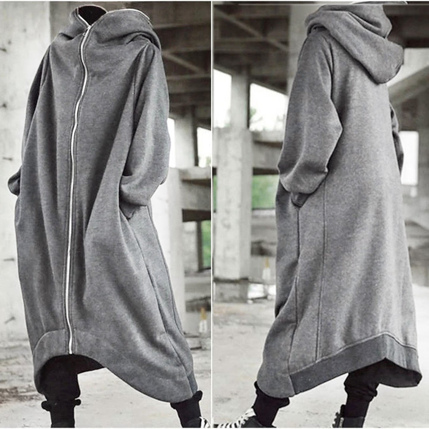 Hot Selling Unisex Long Sleeve Hooded Nazgul Long Coat Zipper Closure Fleece Lined Long Hoodie