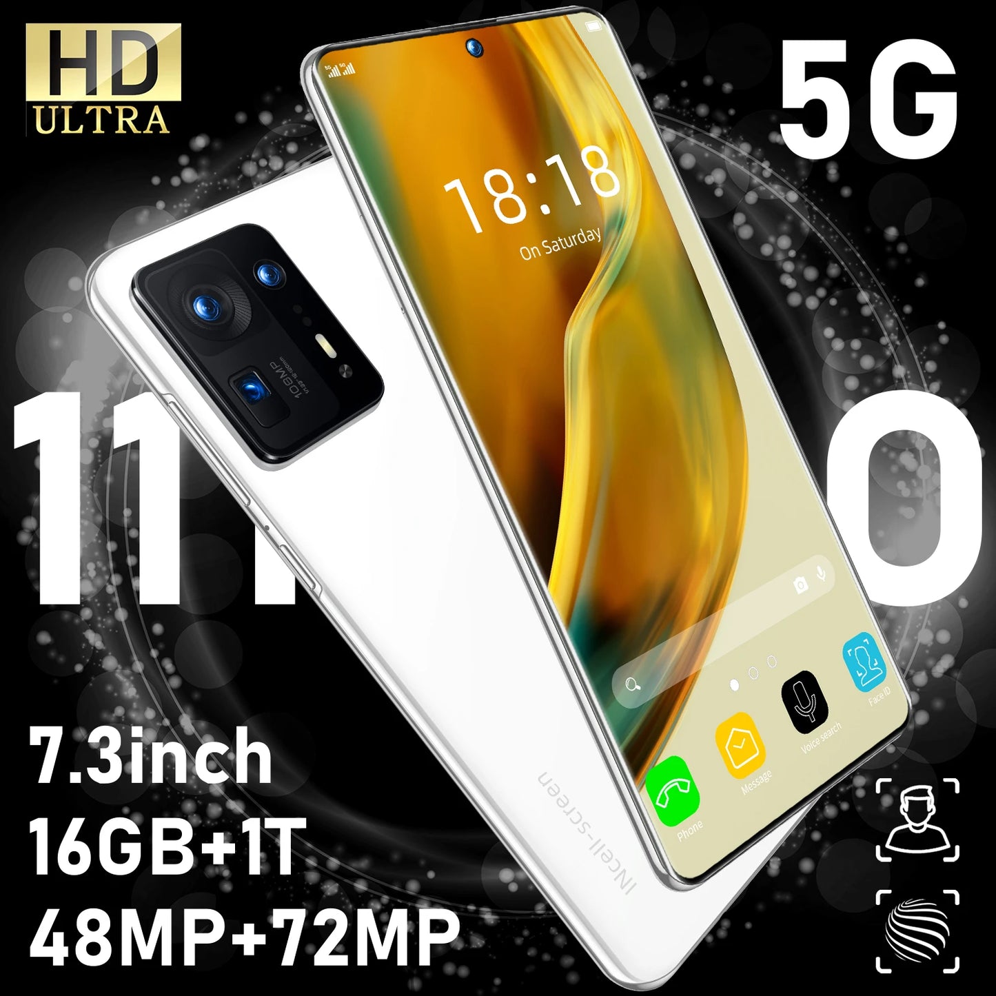 11T PRO 5G mobile phone 16G 1T memory 7.3 inch dual SIM card Android smartphone global version mobile phone 5G mobile phone