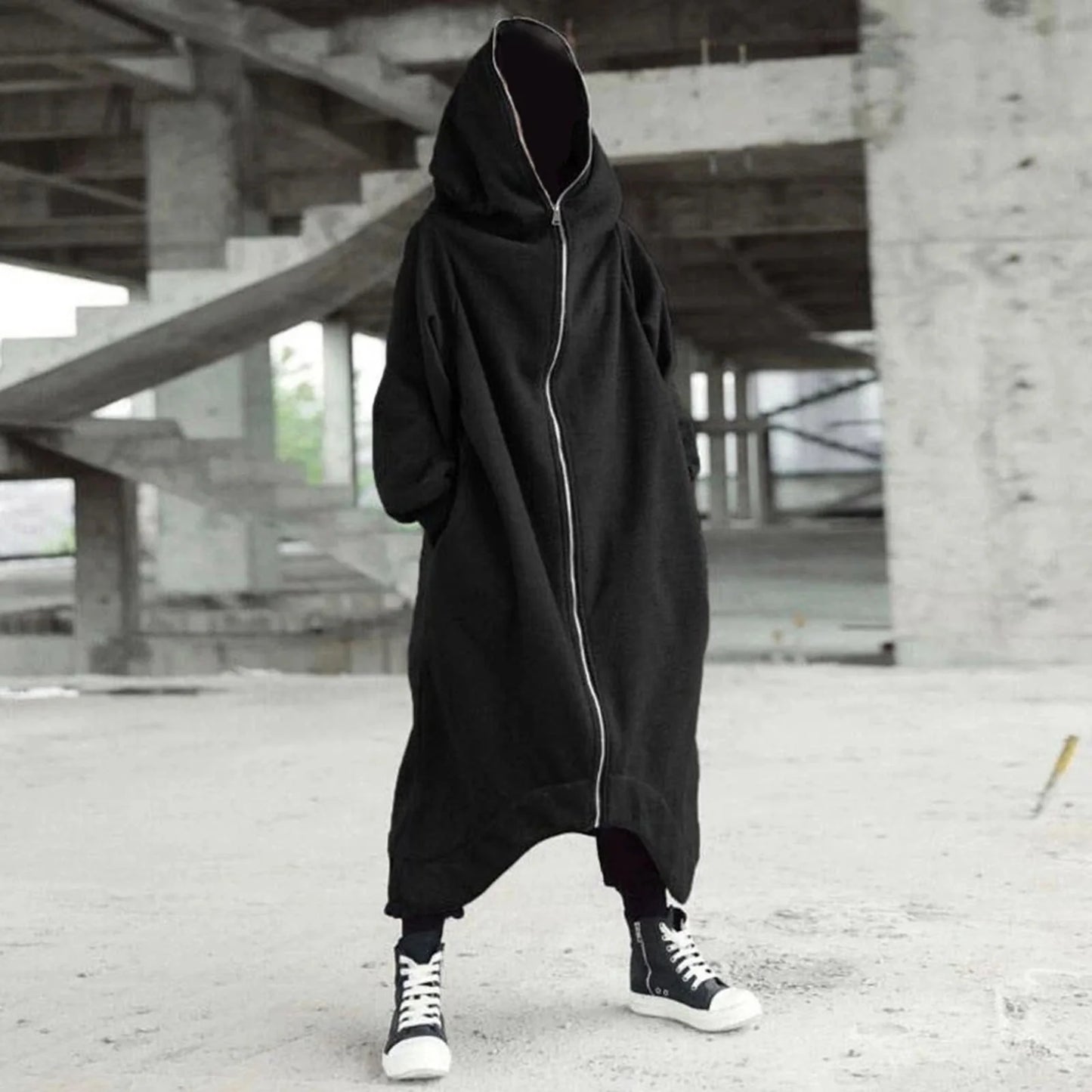 Hot Selling Unisex Long Sleeve Hooded Nazgul Long Coat Zipper Closure Fleece Lined Long Hoodie