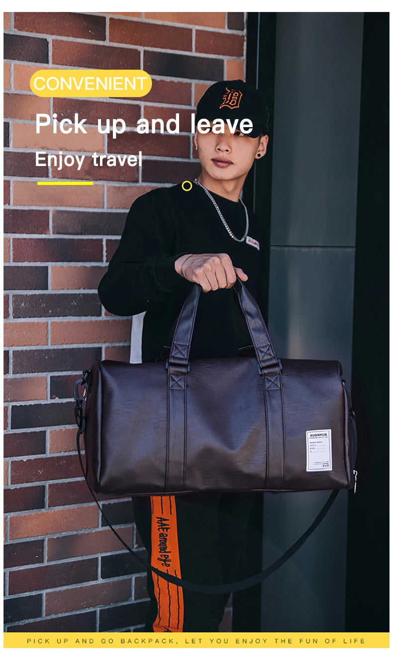 Gym Bag Leather Sports Bags Big Big Men Training Tas for Shoes Lady Fitness Yoga Travel Luggage Shoulder Sac De Sport travel bag