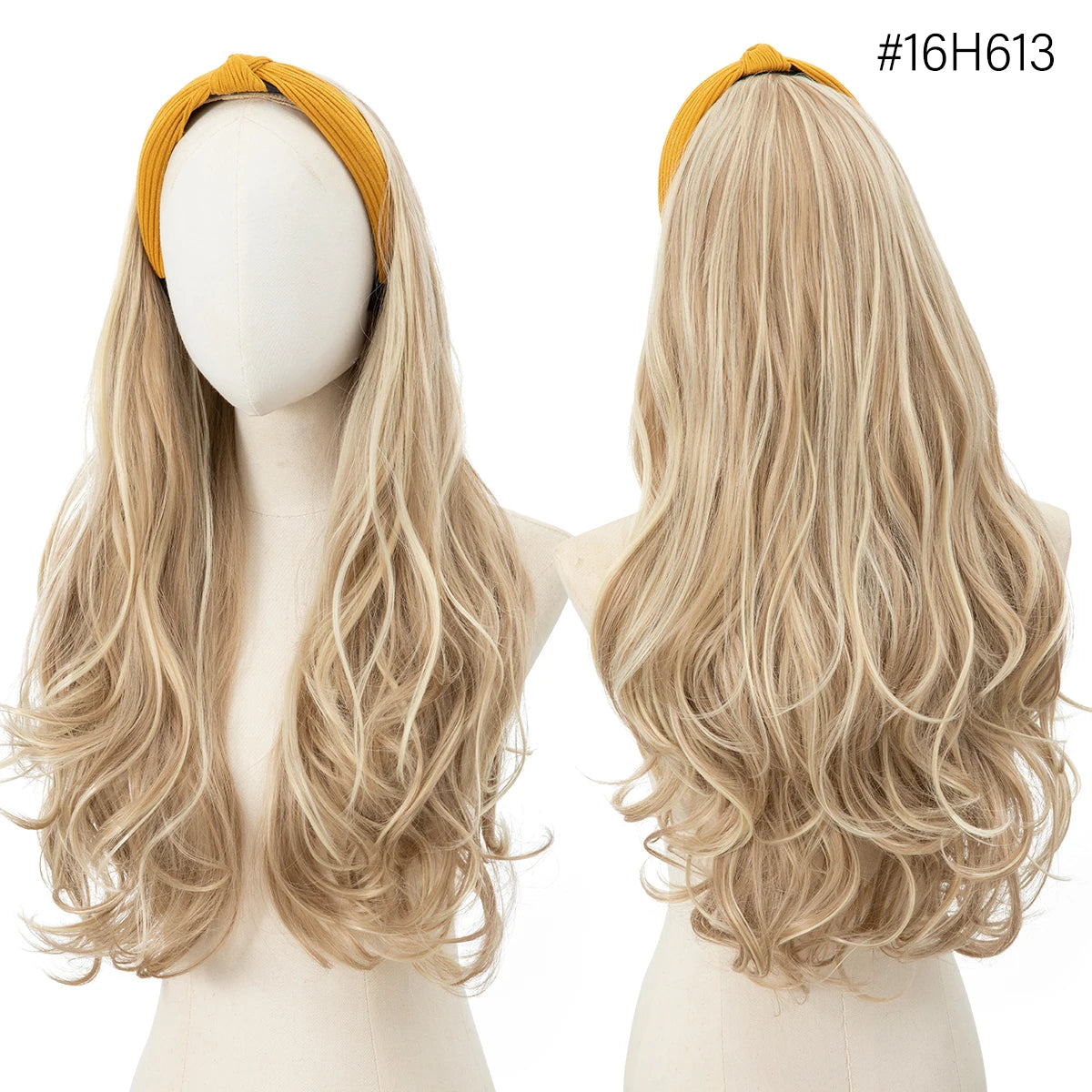 Synthetic Headband wigs Long Curly Wavy Hair Extensions Ombre Brown Black Blonde Half Wig For Women Daily Cosplay