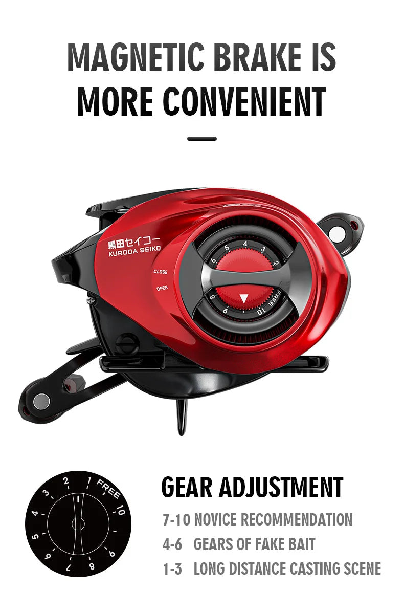Baitcasting Fishing Reels 18 BBs 10KG Max Drag 7.3:1 Gear Ratios Ultra Light Casting Fishing Reel for Bass Pike Fishing Tackle