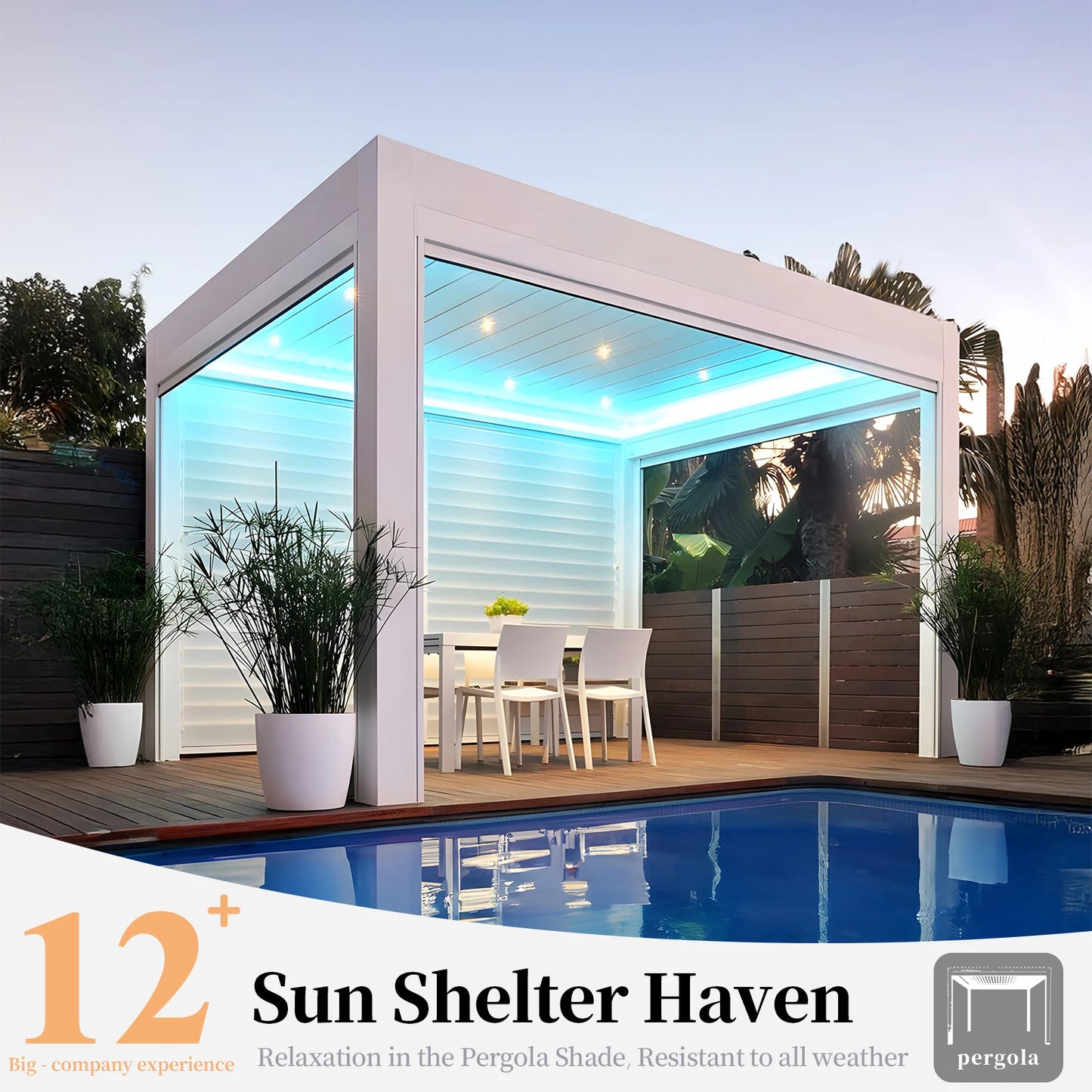 Aluminum Louvered Roof 3X3M 3X4M Bioclimatic Sunshade Outdoor Villa Garden Patio Deck Pergola