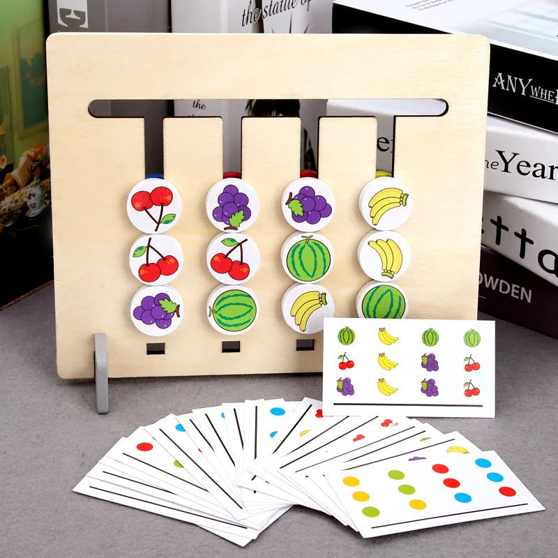 Wooden Math Educational Connect Four Color Line up Classic Double Sided Matching Game Logical Reasoning Training Montessori Toys